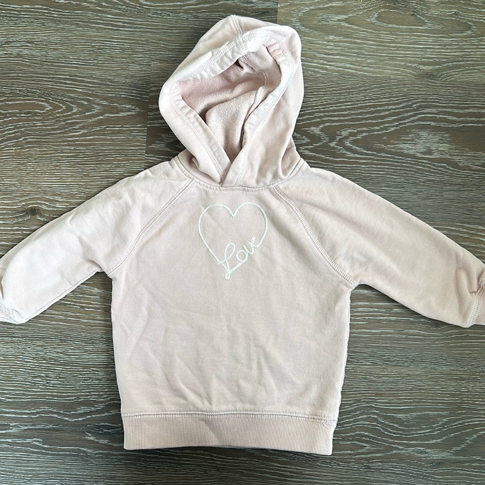 Hanna Andersson pink love hoodie 2T